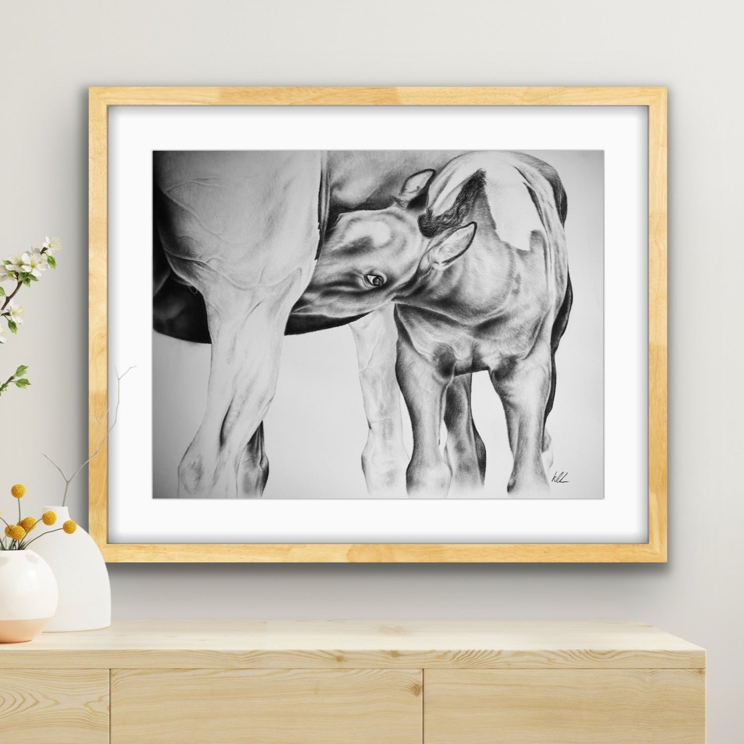 Mothers milk original artwork shown framed