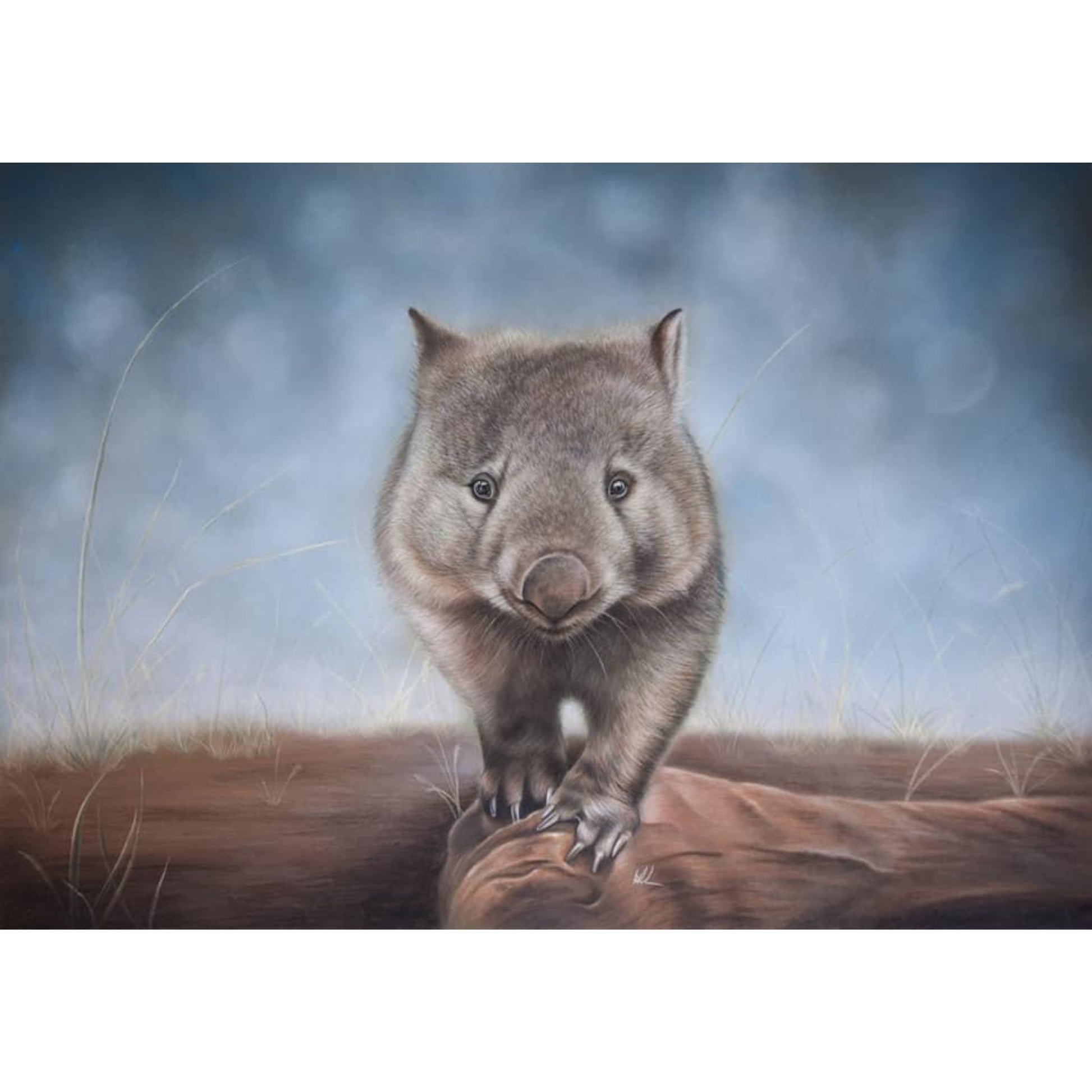 Wally the wombat original artwork shown unframed