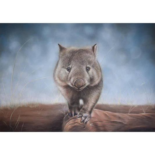 Wally the wombat original artwork shown unframed