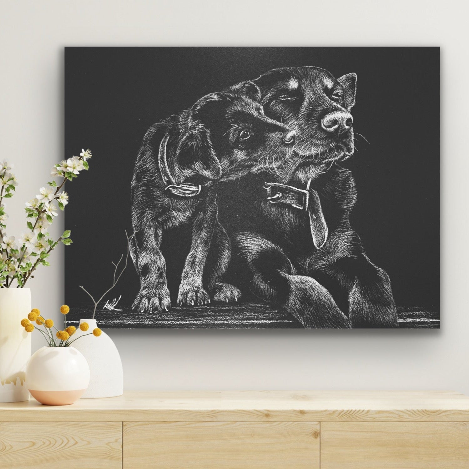 a word from the wise stretched canvas print hanging on wall