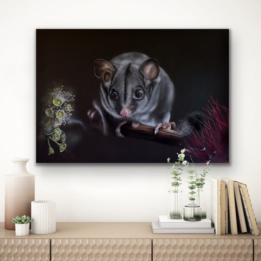 gary glider stretched canvas print hanging on wall