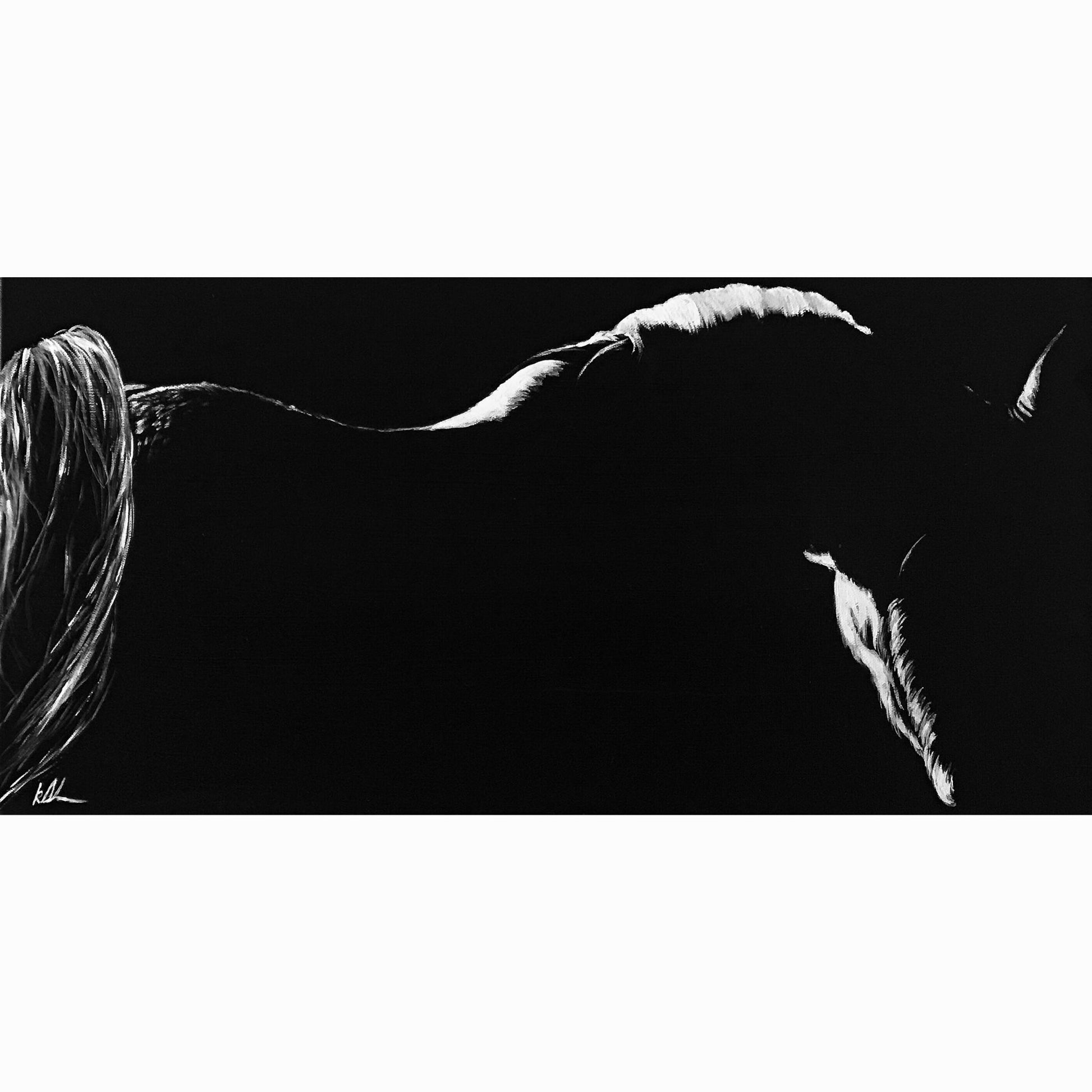 Black and white abstract art of a horse