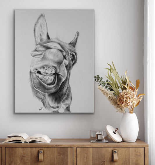 smile stretched canvas print on wall