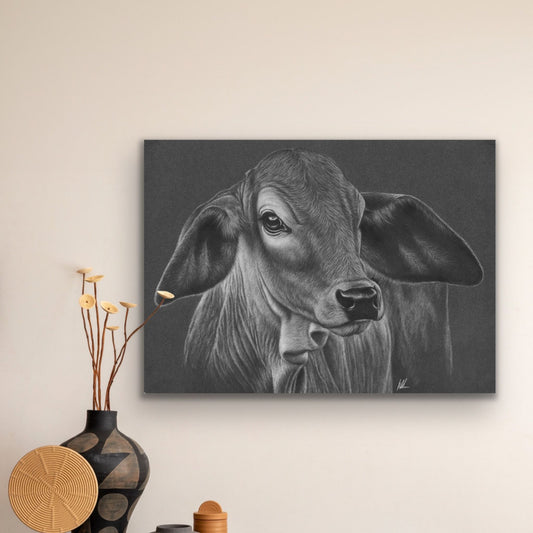 wrinkly grass puppy stretched canvas on wall