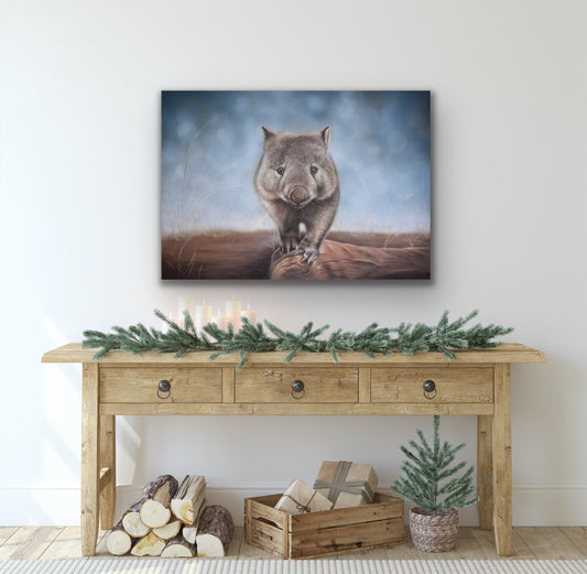 Wally the wombat stretched canvas print