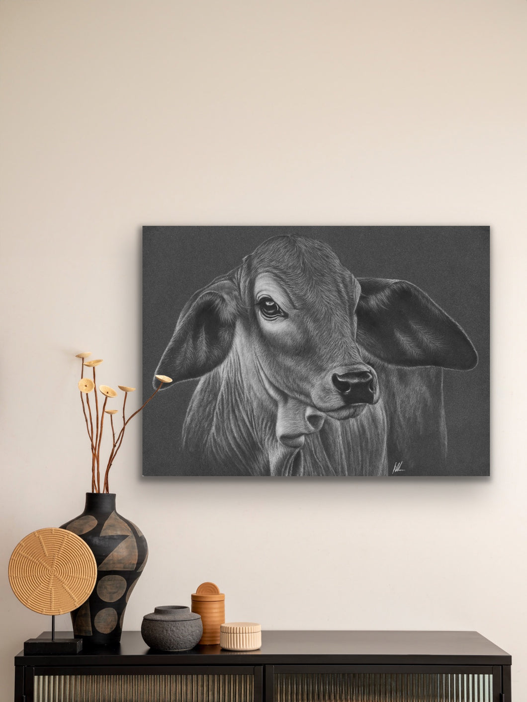 Wrinkly grass puppy stretched canvas print