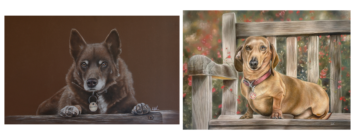 two dog portraits showing examples of foreground and backgrounds