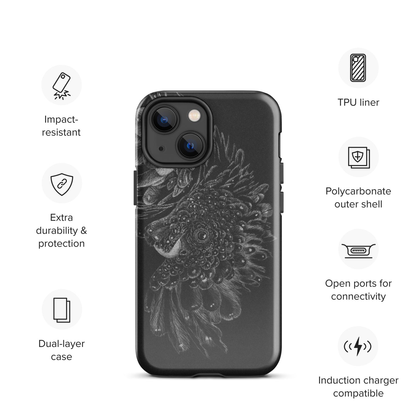 Black ash Tough Case for iPhone®
