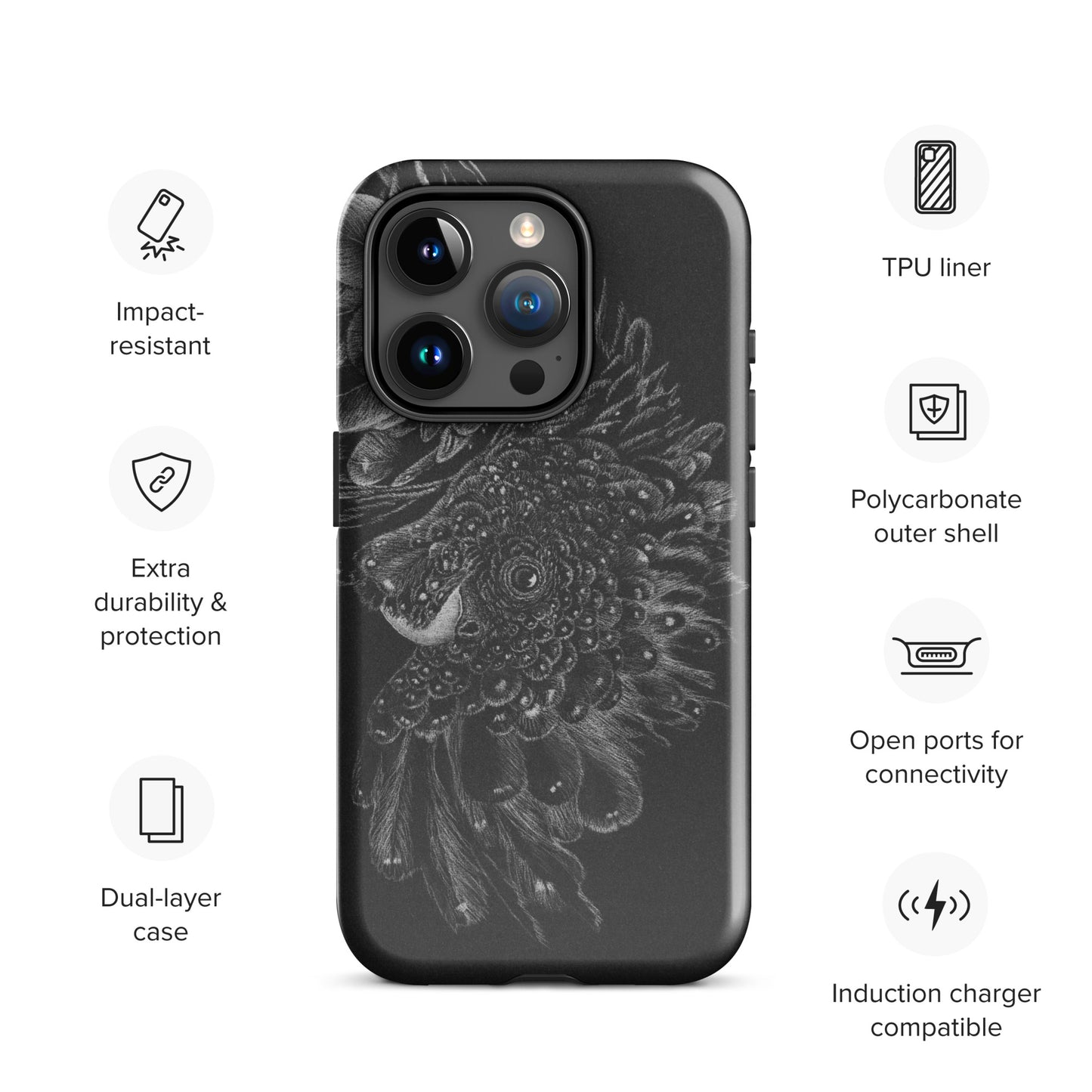 Black ash Tough Case for iPhone®