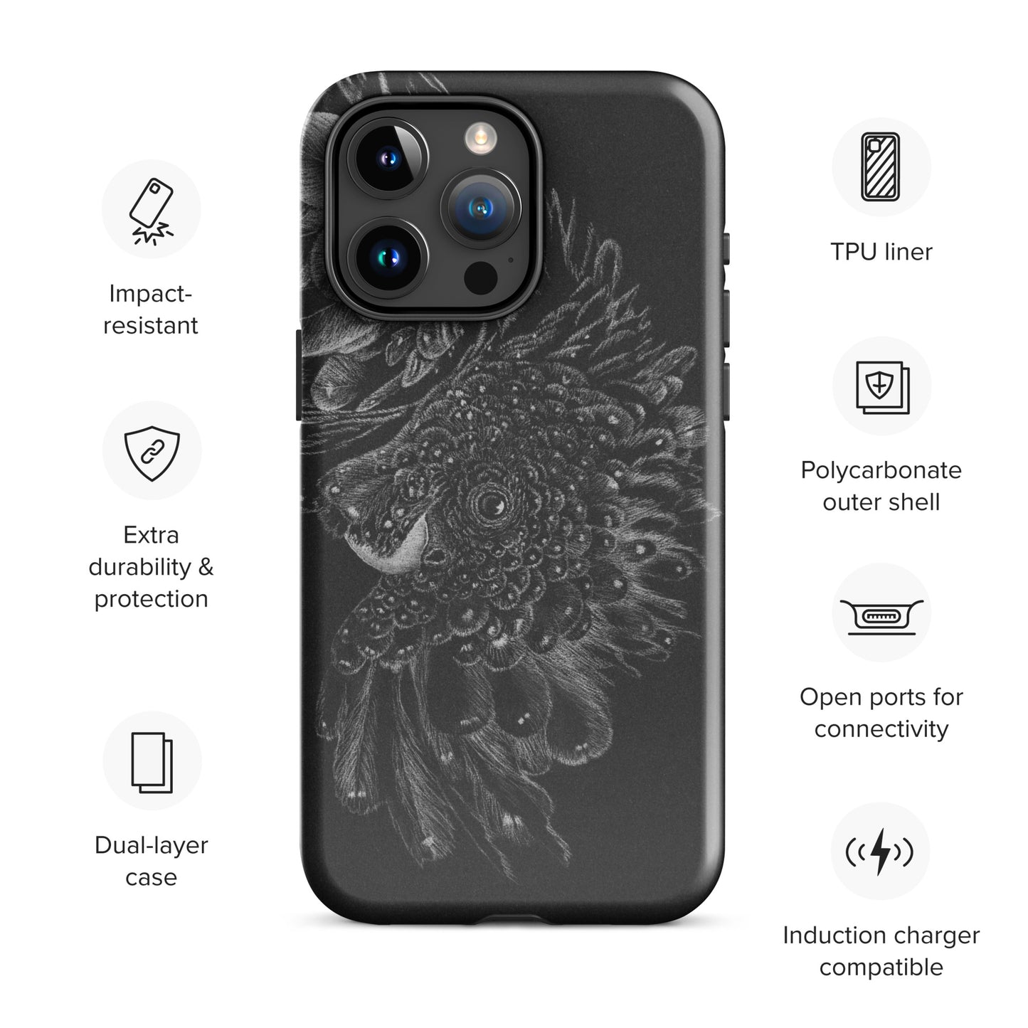 Black ash Tough Case for iPhone®