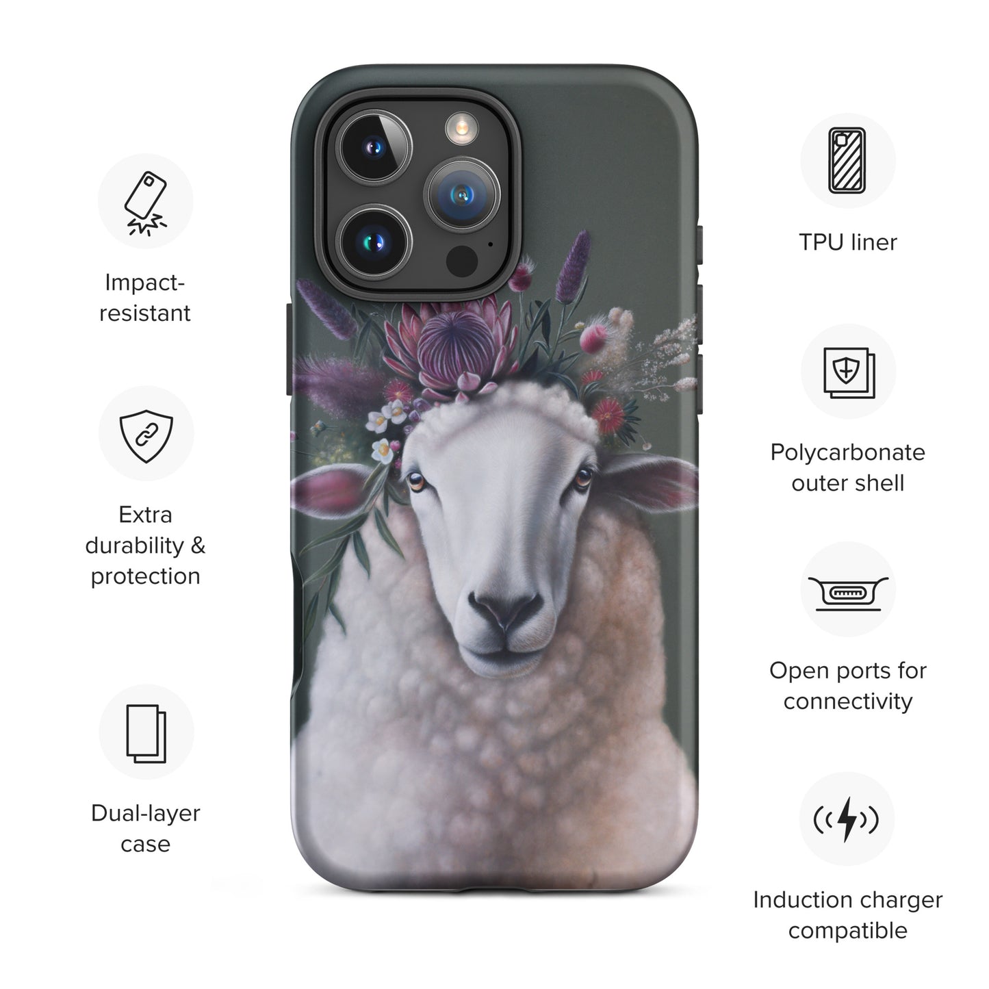 phone case with sheep fine art print