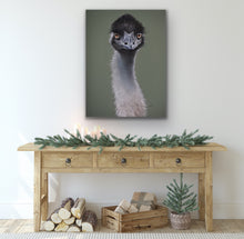 Load image into Gallery viewer, Ed the emu stretched canvas